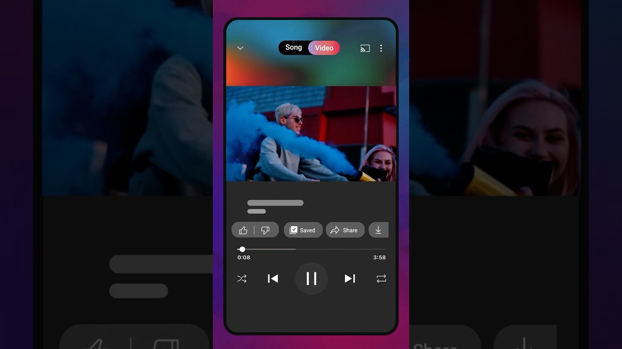 Choose to listen or watch content in the YouTube Music app