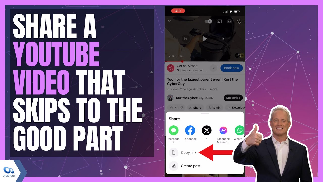 How to share a YouTube video starting at a specific time | Kurt the CyberGuy